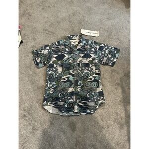 Vintage Rip Curl button-down short-sleeve shirt abstract pattern Men Size Medium